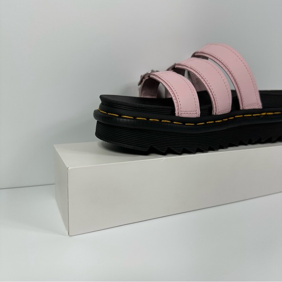 DOC BLAIRE LEATHER SLIDES SANDALS WOMENS SIZE 7 HORSESHOE BUCKLES 3 STRAP NEW - Picture 6 of 10